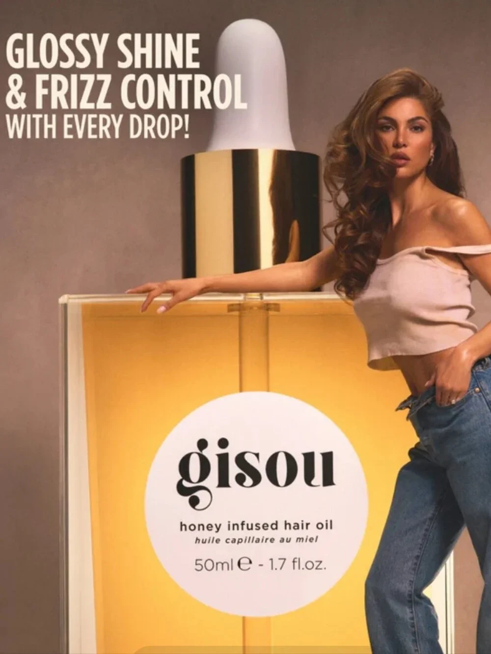 GISOU Honey Infused Hair Oil Shine Heat Protect Anti Frizz NEW 1.7 oz MSRP $46